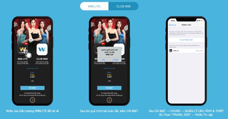 Tải App W88 Lite và Club W88 – Cá Cược Đỉnh Cao Mọi Lúc, Mọi Nơi 4 Hướng dẫn tải W88 Lite và Club W88 trên iOS